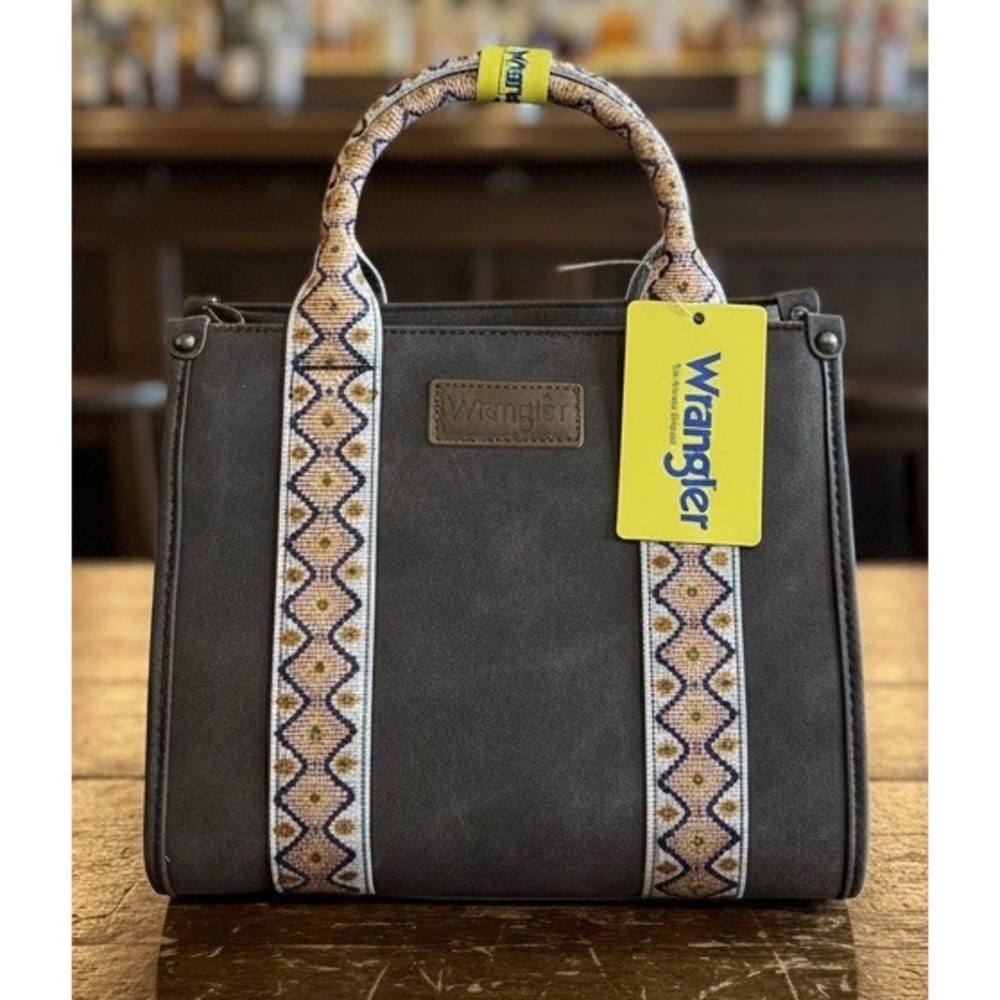 NWT Wrangler Brown Faux Leather Tote Bag Southwestern Embroidery WG2208A-8128S